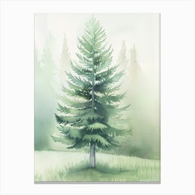 Spruce Tree Atmospheric Watercolour Painting 4 Canvas Print