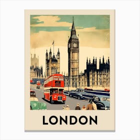 London Retro Travel Poster 1 Canvas Print