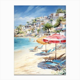Coastal Calm: Mediterranean Beach View Decor Canvas Print