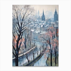 Winter City Park Painting Princes Street Gardens Edinburgh Scotland 2 Canvas Print