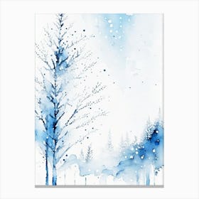 Winter Scenery, Snowflakes, Minimalist Watercolour 3 Canvas Print