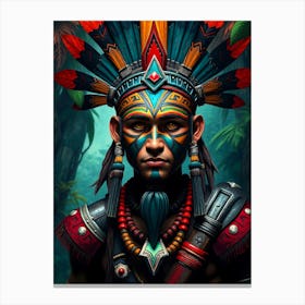 Aztec Warrior Painting Canvas Print