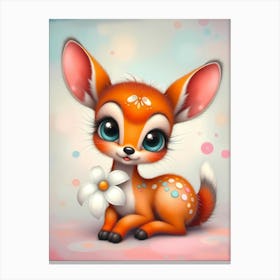 The Dancing Dreams of Fawnblossom: A Cute Fawn Artwork For Kids Canvas Print