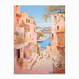 Ibiza Spain 4 Vintage Pink Travel Illustration Canvas Print