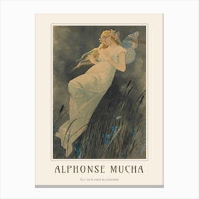 Elf With Iris Blossoms, Alphonse Mucha Poster Canvas Print
