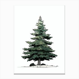 Spruce Tree Pixel Illustration 3 Canvas Print