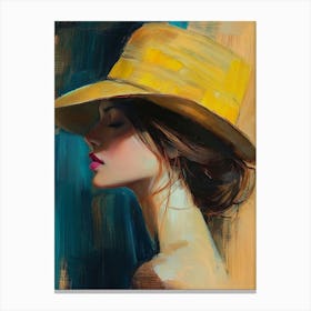 A Painting Depicting A Woman Wearing An Elegant Hat, Capturing Her Grace And Style Canvas Print