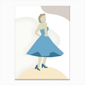 Woman In Blue Dress Canvas Print