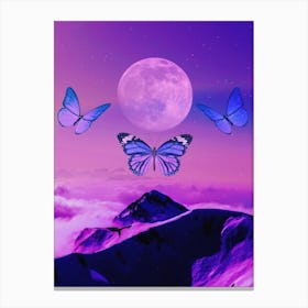 Butterfly Moon Purple Collage Canvas Print