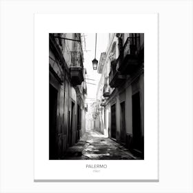 Poster Of Palermo, Italy, Black And White Photo 3 Canvas Print