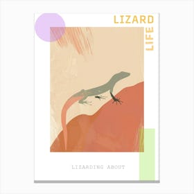 Lizard Coral Minimalist Modern Illustration Poster Canvas Print