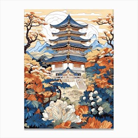 Ginkaku Ji Temple Japan Modern Illustration 3 Canvas Print