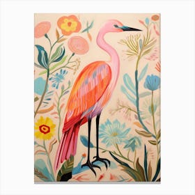 Pink Scandi Egret 2 Canvas Print