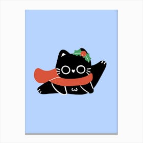 Christmas Cat cute christmas illustration Canvas Print