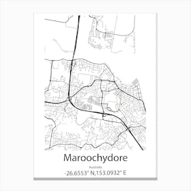 Maroochydore,Australia Minimalist Map Canvas Print