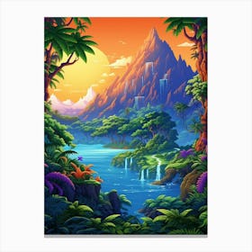 Island Landscape Pixel Art 2 Canvas Print