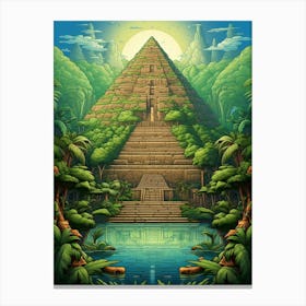 Great Pyramid Of Giza Pixel Art 4 Canvas Print