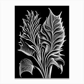 Lobelia Leaf Linocut 2 Canvas Print