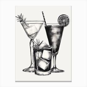 Black & White Cocktail Selection Illustration 2 Canvas Print