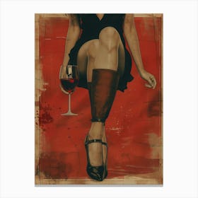 Girl With A Glass Of Wine 6 Canvas Print