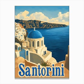 Aihrgdesign A Vintage Travel Poster Of Santorini 2 Canvas Print