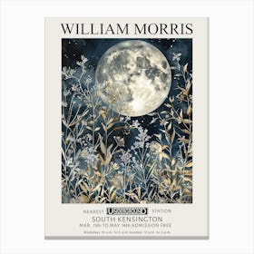 William Morris Full Moon Night Flowers Vintage Exhibition Canvas Print