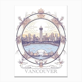 Vancouver, Canada, Tarot Card Travel  Line Art 4 Canvas Print