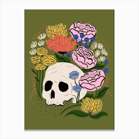 Skull Garden on green Canvas Print