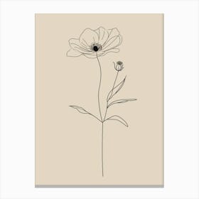Line Drawing Of A Flower Minimalist Line Art Monoline Illustration Canvas Print