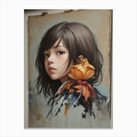 Young Girl With A Flower Canvas Print