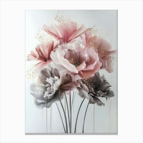 Pink And Grey Flowers Canvas Print