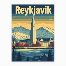 Aihrgdesign A Vintage Travel Poster Of Reykjavik 1 Canvas Print