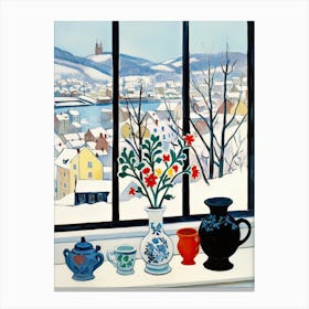 The Windowsill Of Quebec   Canada Snow Inspired By Matisse 2 Canvas Print