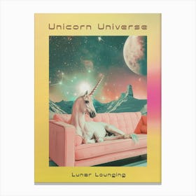 Unicorn In Space Lounging On A Sofa Poster Canvas Print