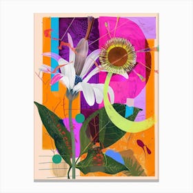 Oxeye Daisy 2 Neon Flower Collage Canvas Print