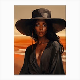 Illustration of an African American woman at the beach 121 Canvas Print