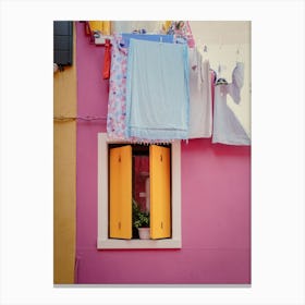 Italian Shutters Window With Laundry Canvas Print