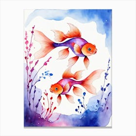 Twin Goldfish Watercolor Painting (48) Canvas Print