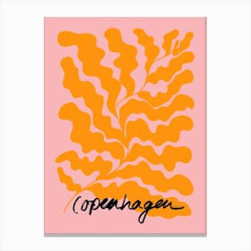 Copenhagen Leaf Pink Orange Canvas Print