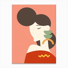 Illustration Of A Woman With Earrings Canvas Print