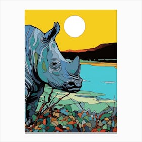 Rhino Sunset Portrait 1 Canvas Print