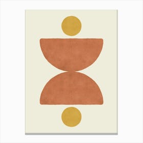 Half-circle Abstract Mid-century Modern Balance Gold Orange Canvas Print