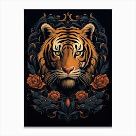 Tiger Art In Art Nouveau Style 3 Canvas Print