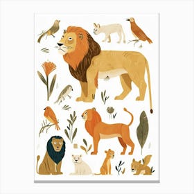 Barbary Lion Interaction Clipart 1 Canvas Print