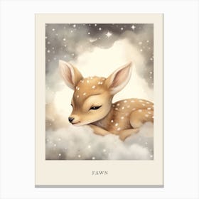 Sleeping Baby Deer Fawn Nursery Poster Canvas Print