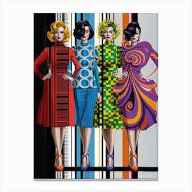 Three Women In Colorful Dresses Canvas Print