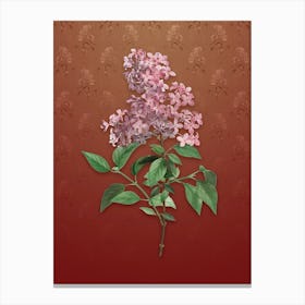Vintage Chinese Lilac Botanical on Falu Red Pattern n.0531 Canvas Print