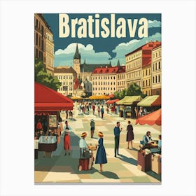 Aihrgdesign A 1970s Inspired Travel Poster For Bratislava Canvas Print