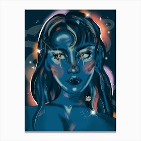 Blue Girl Portrait Canvas Print