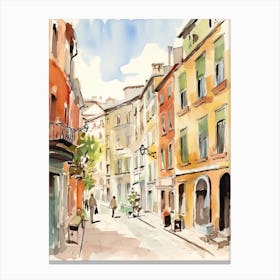 Trieste, Italy Watercolour Streets 4 Canvas Print